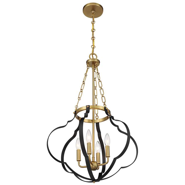 Image 4 Mercer 4-Light Pendant in Matte Black and Warm Brass more views