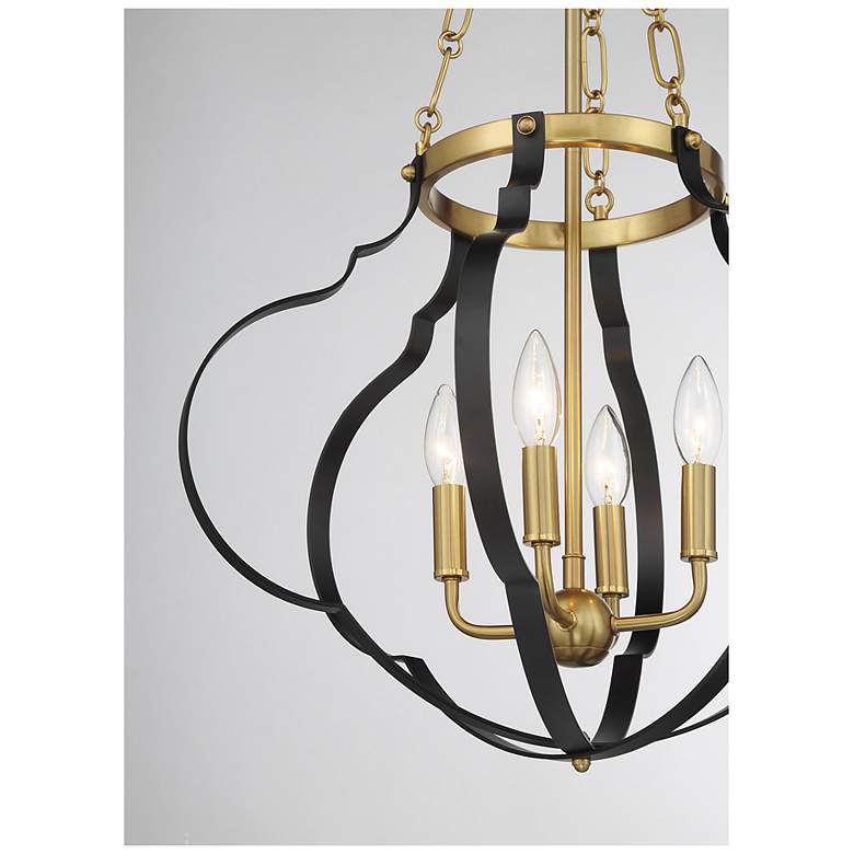 Image 7 Mercer 4-Light Pendant in Matte Black and Warm Brass more views
