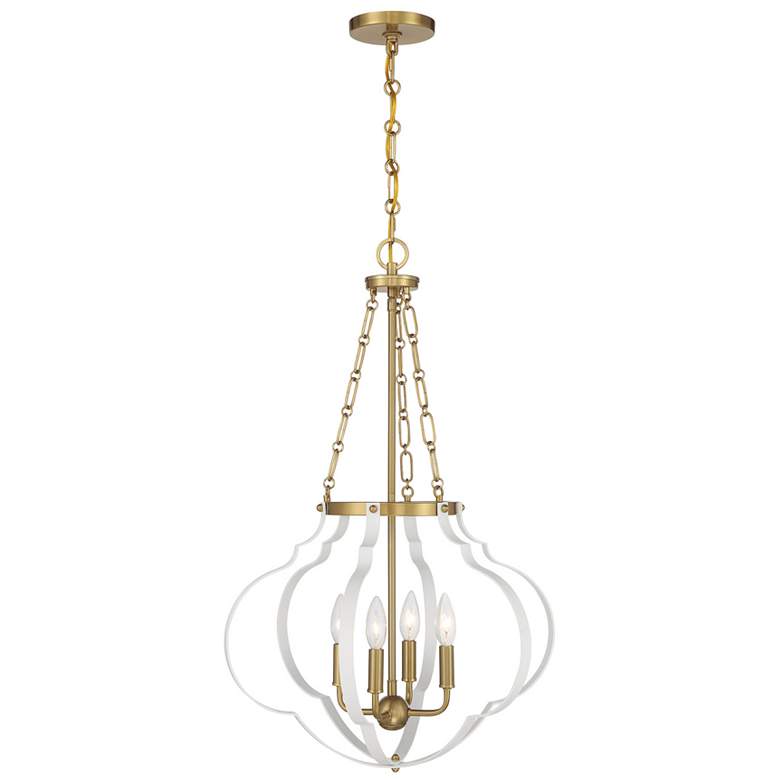 Image 1 Mercer 4-Light Pendant in White and Warm Brass