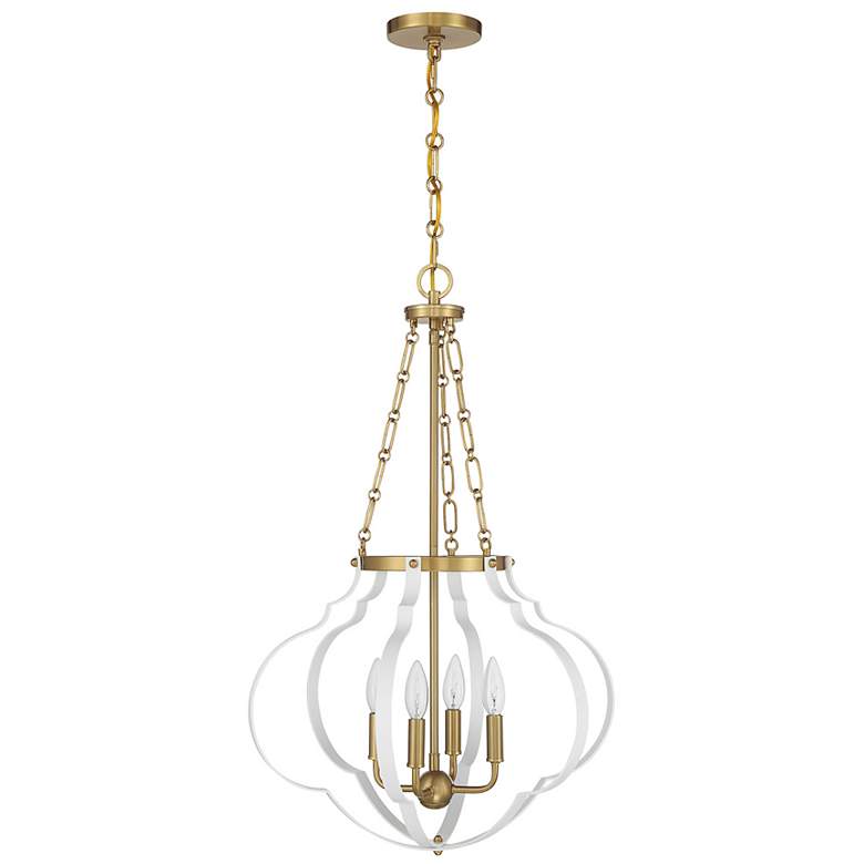 Image 2 Mercer 4-Light Pendant in White and Warm Brass more views