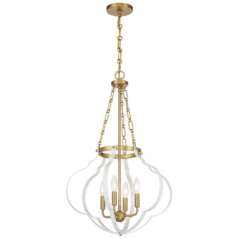 Image 3 Mercer 4-Light Pendant in White and Warm Brass more views