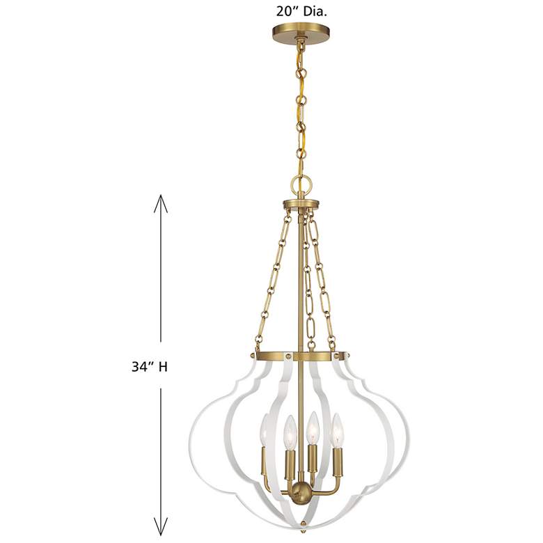 Image 7 Mercer 4-Light Pendant in White and Warm Brass more views