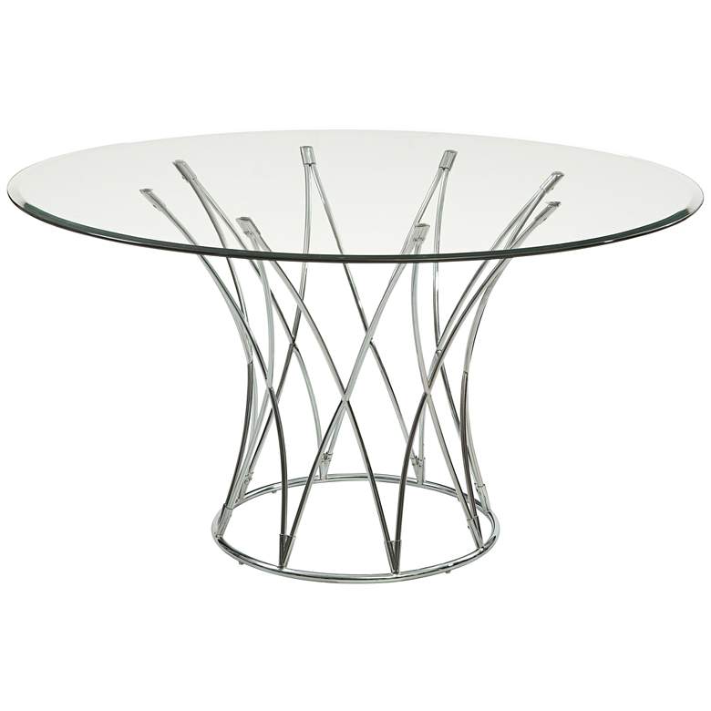 Image 1 Mercer 54 inch Wide Chrome and Glass Round Modern Dining Table