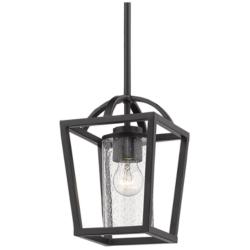 Mercer 7&quot; Wide Matte Black 1-Light Mini Pendant with Seeded Glass