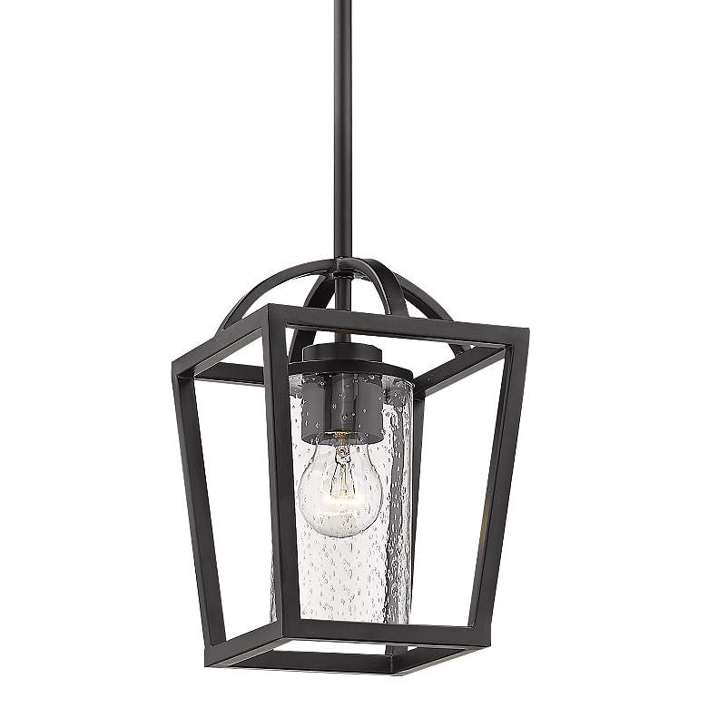 Image 1 Mercer 7" Wide Matte Black Cage Mini Pendant