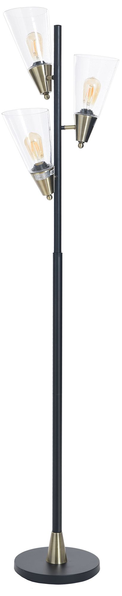 Image 2 Mercer 70" High Pesch Gold & Black Floor Lamp with Clear Seeded Shade