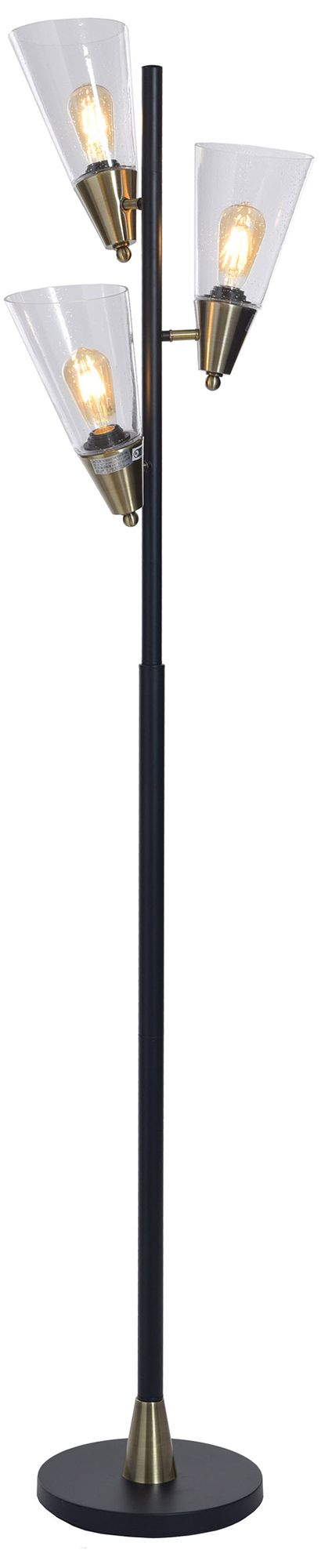 Image 3 Mercer 70" High Pesch Gold & Black Floor Lamp with Clear Seeded Shade more views