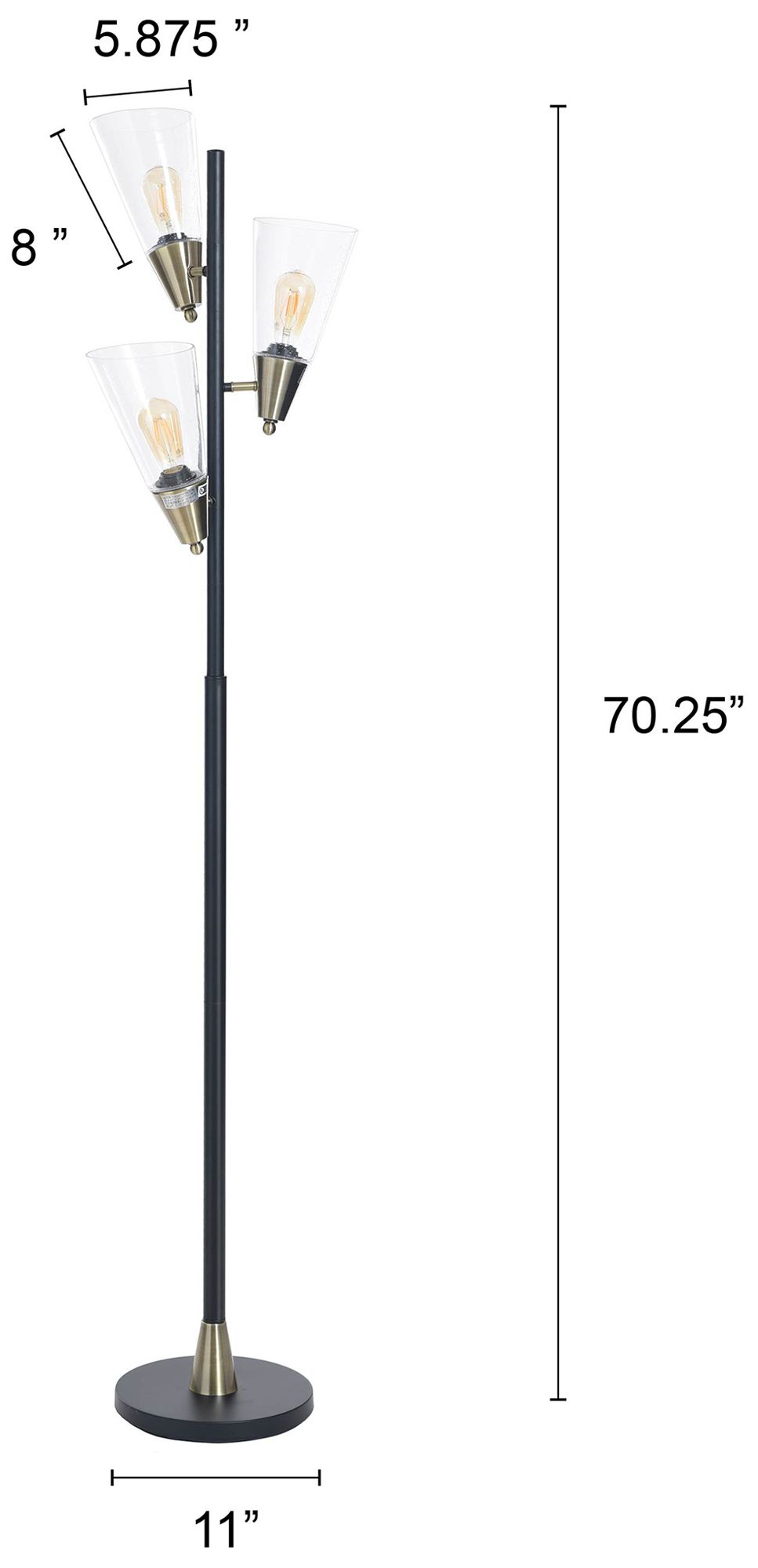 Image 7 Mercer 70" High Pesch Gold & Black Floor Lamp with Clear Seeded Shade more views
