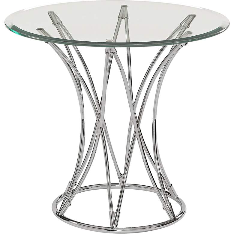 Image 1 Mercer Silver and Clear Glass Round End Table