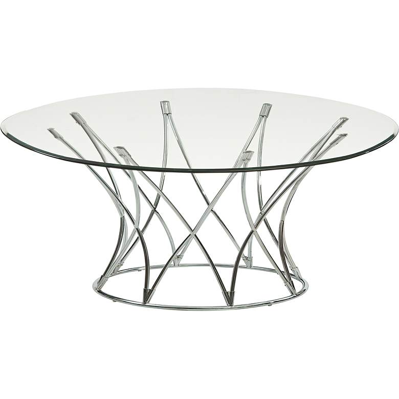 Image 1 Mercer Silver and Glass Round Cocktail Table