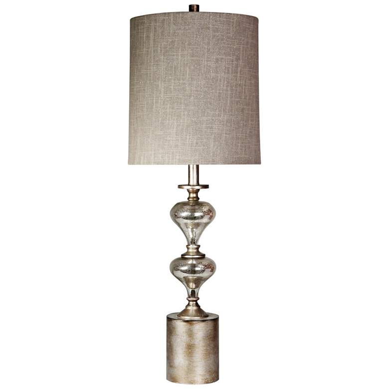 Image 2 Mercury and Laslo Table Lamp w/ Taupe Hardback Fabric Shade