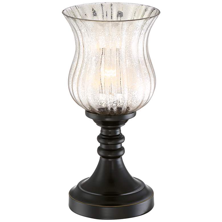 Image 2 Mercury Glass and Black Bronze Traditional Uplight Accent Lamp