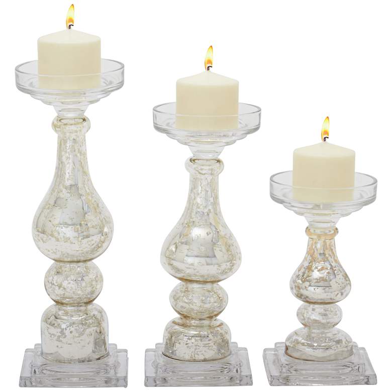 Image 1 Mercury Glass Candle Holders Set of 3