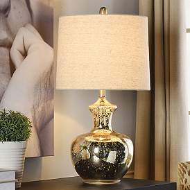 Image1 of Mercury Glass Table Lamp - Silver Mercury - Off White
