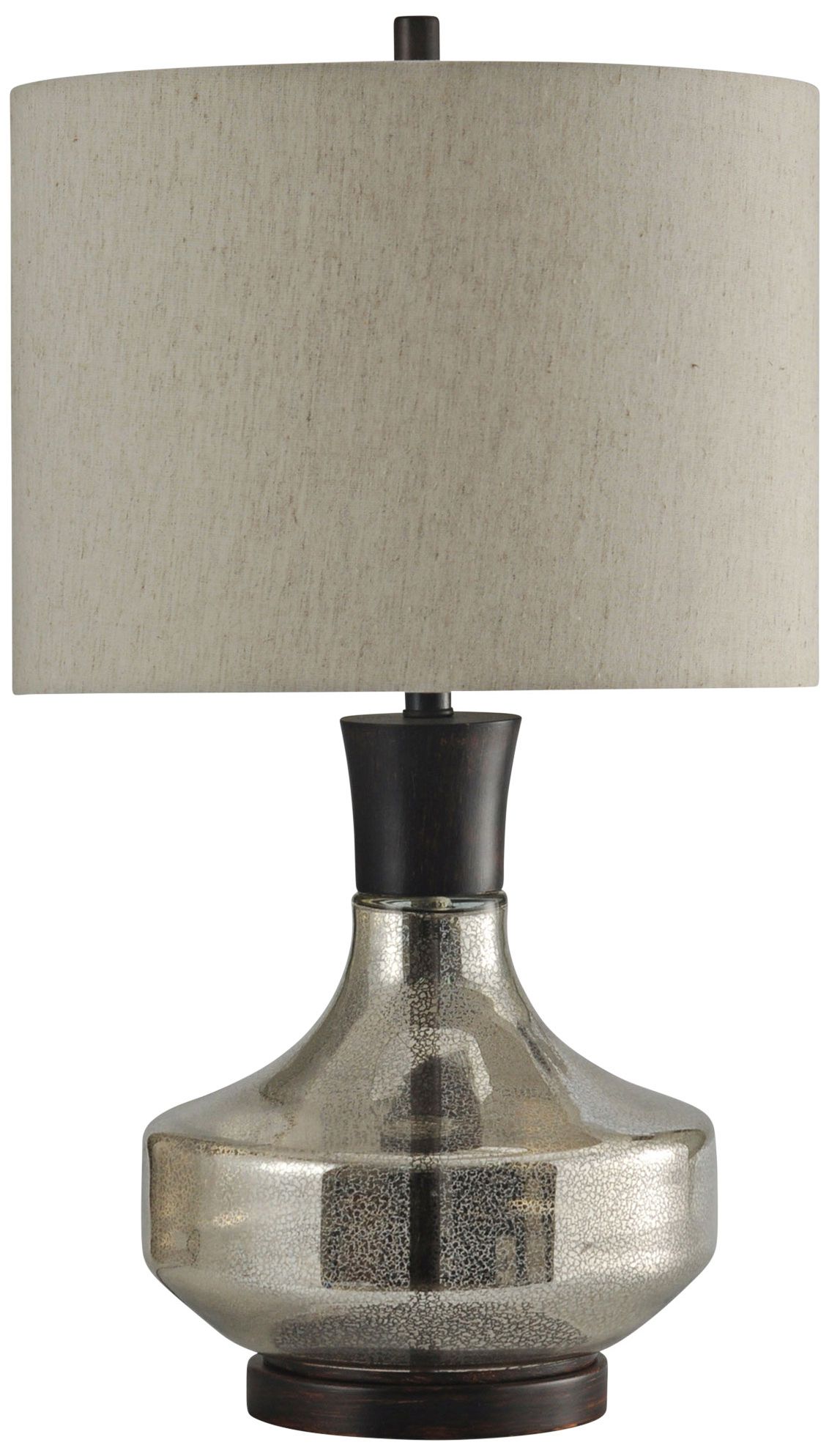 Mercury Glass Table Lamp with Taupe Hardback Fabric Shade 60W49