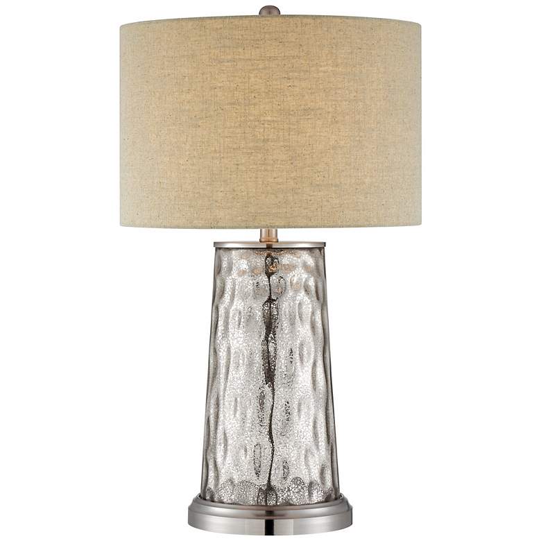 Image 1 Mercury Glass Tapered Cylinder Table Lamp