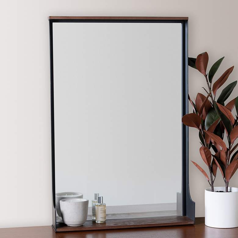 Image 1 Meredith Black Mahogany 24 1/2" x 36 1/2" Shelf Wall Mirror