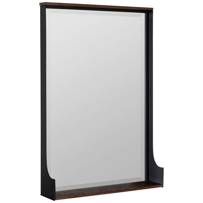 Image 5 Meredith Black Mahogany 24 1/2" x 36 1/2" Shelf Wall Mirror more views