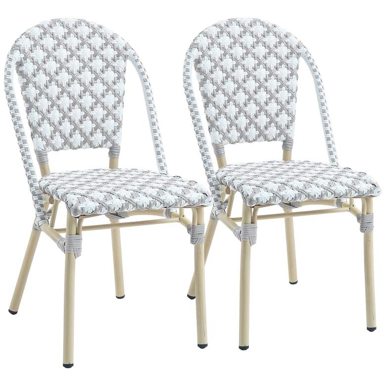 Image 2 Mergantza Gray White Wicker Patio Dining Chairs Set of 2