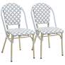 Mergantza Gray White Wicker Patio Dining Chairs Set of 2 in scene