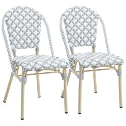 Mergantza Gray White Wicker Patio Dining Chairs Set of 2