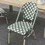 Mergantza Green White Wicker Patio Dining Chairs Set of 2 in scene