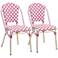 Mergantza Pink White Wicker Patio Dining Chairs Set of 2