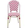 Mergantza Pink White Wicker Patio Dining Chairs Set of 2 in scene