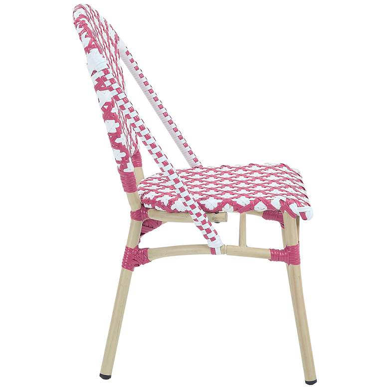 Image 6 Mergantza Pink White Wicker Patio Dining Chairs Set of 2 more views