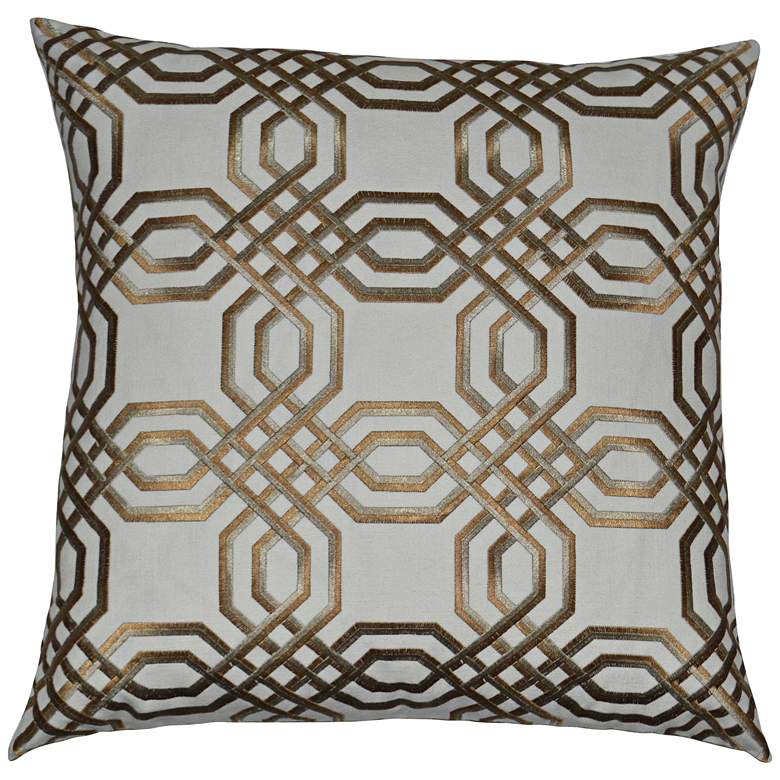 Image 1 Merging Lanes Gold and Taupe 24 inch Square Throw Pillow