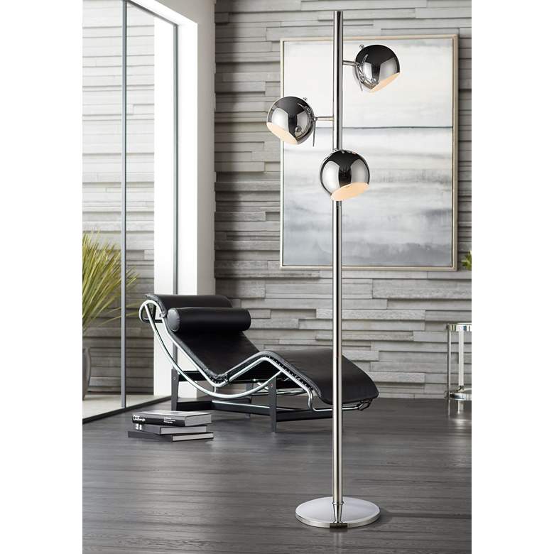 Image 1 Meri Chrome Metal 3-Light Tree Floor Lamp