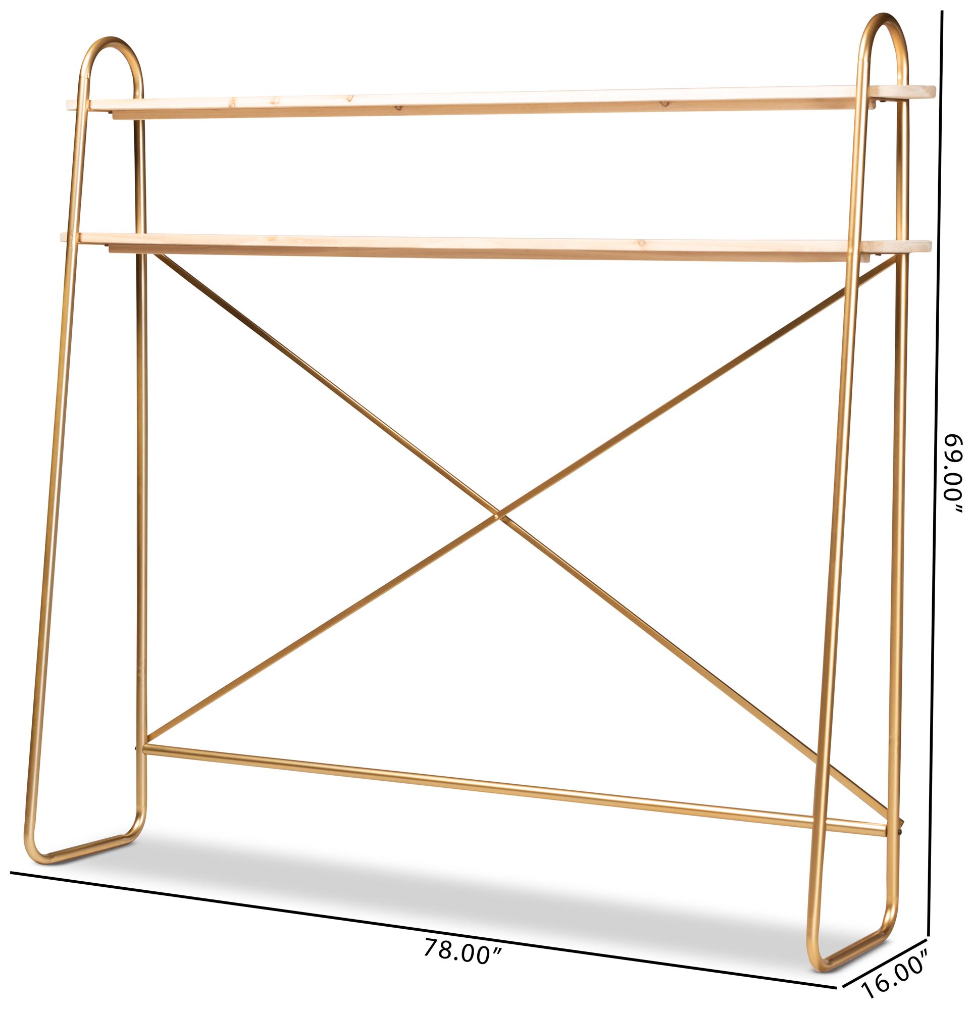 Merida Gold 2-Tier Over Bed Queen Storage Display Shelf