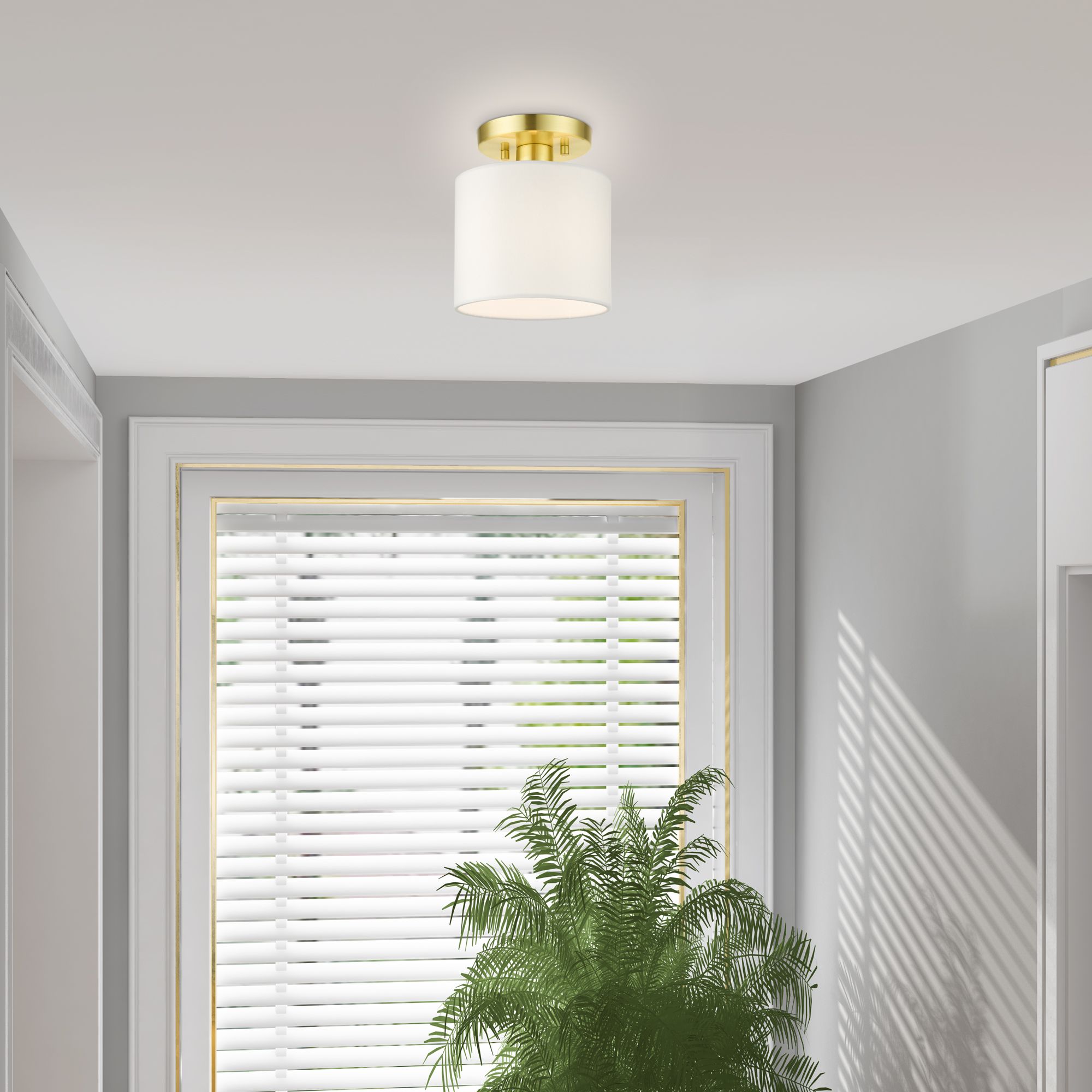 Meridian 1 Light Satin Brass Semi Flush