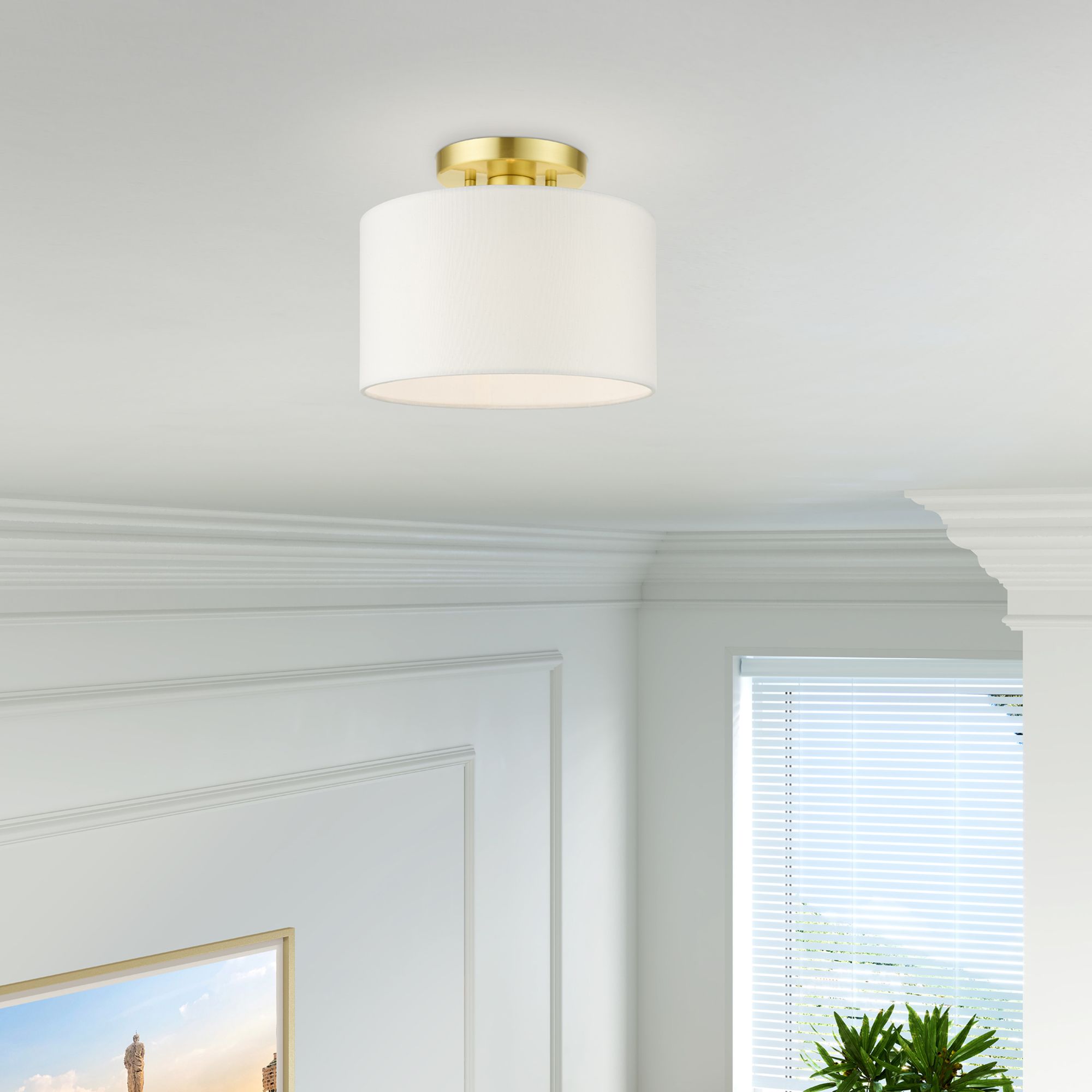 Meridian 1 Light Satin Brass Semi Flush