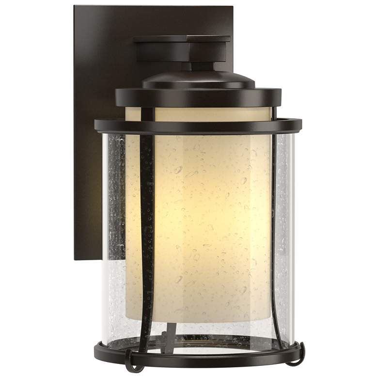 Image 1 Meridian 10.3"H Oil Rubbed Bronze Outdoor Sconce w/ Opal and Seeded Sh