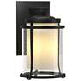 Meridian 10.3"H Small Black Outdoor Sconce w/ Opal and Seeded Glass Sh