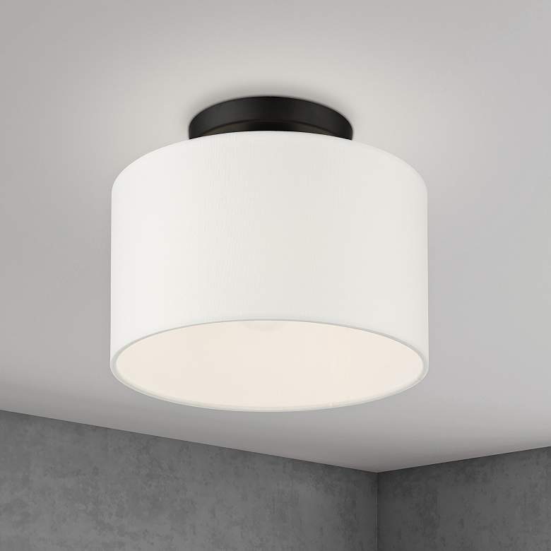 Image 2 Meridian 10" Wide Black Drum Ceiling Light