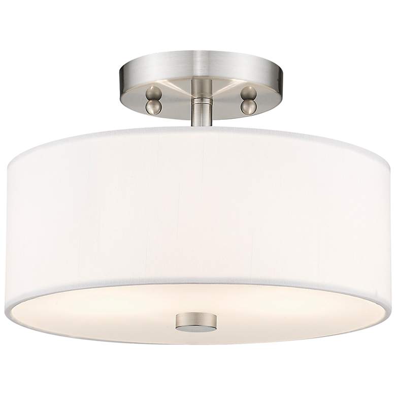 Image 3 Meridian 11" Wide Brushed Nickel Drum Ceiling Light