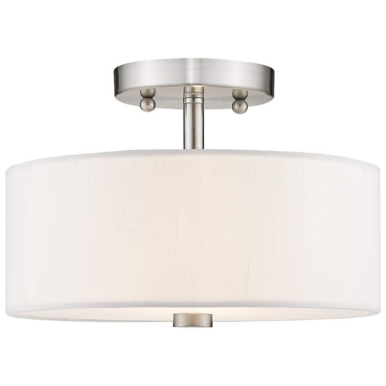 Image 5 Meridian 11" Wide Brushed Nickel Drum Ceiling Light more views