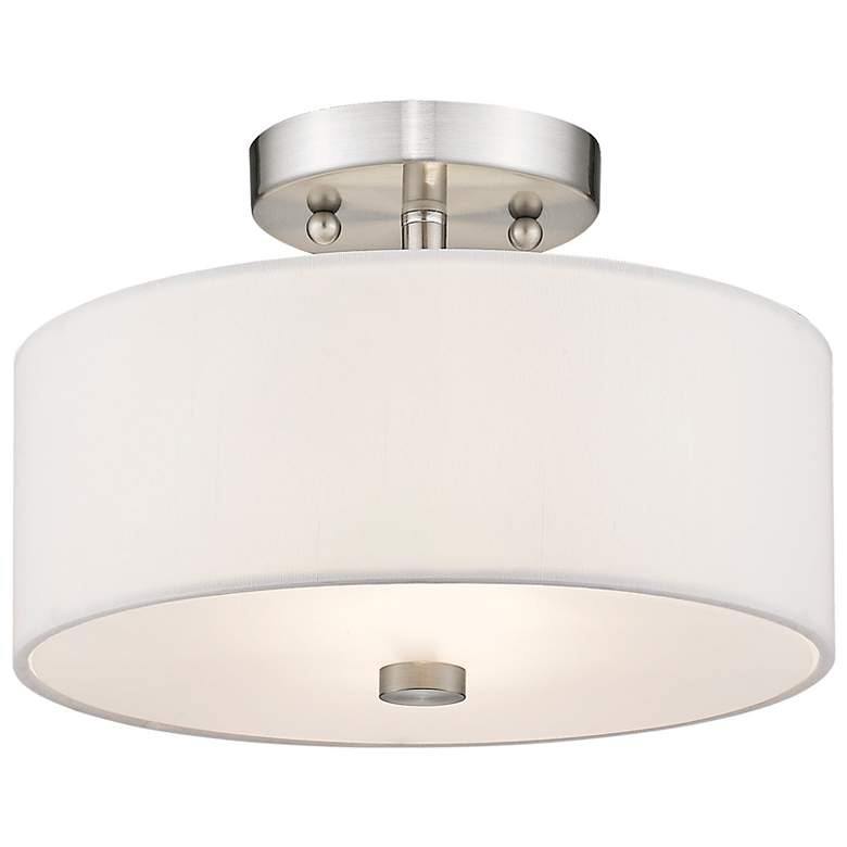 Image 6 Meridian 11" Wide Brushed Nickel Drum Ceiling Light more views