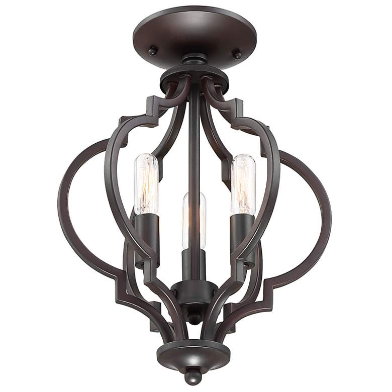 Image 1 Meridian 11" Wide Oil-Rubbed Bronze 3-Light Ceiling Light