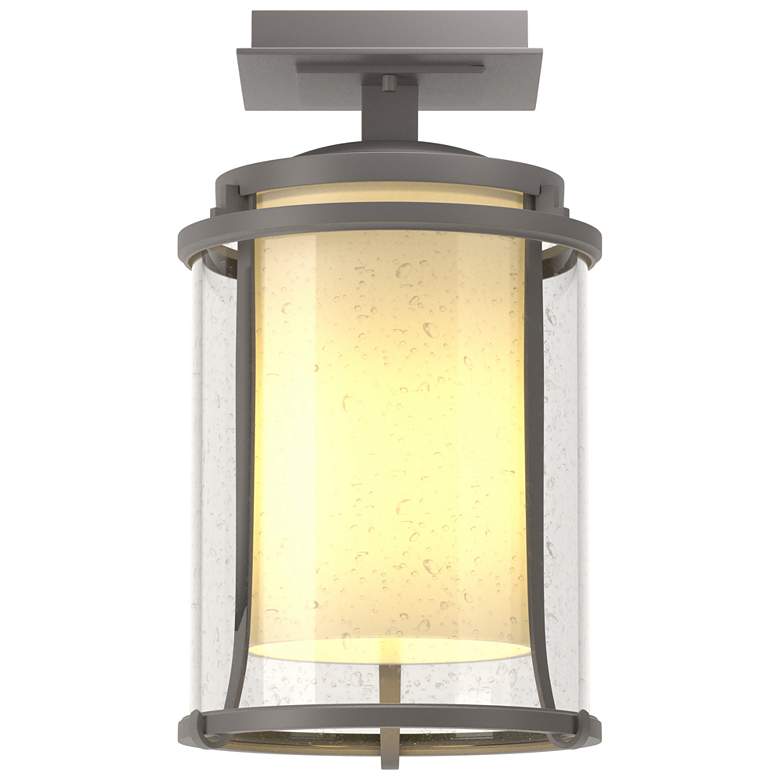 Image 1 Meridian 12.6 inchH Coastal Burnished Steel Outdoor Semi-Flush