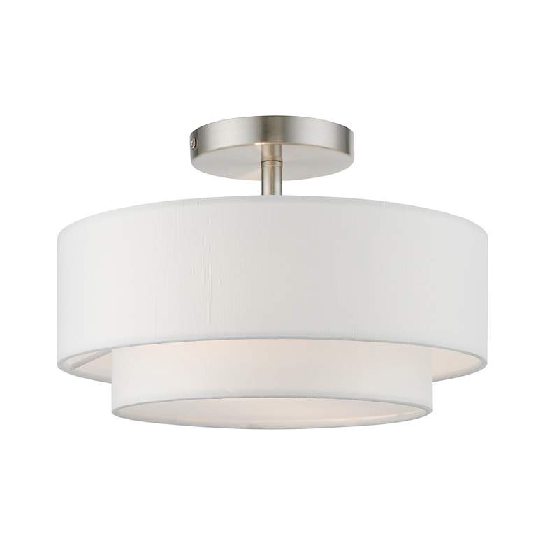 Image 3 Meridian 12" Wide Brushed Nickel 2-Layer Drum Ceiling Light more views
