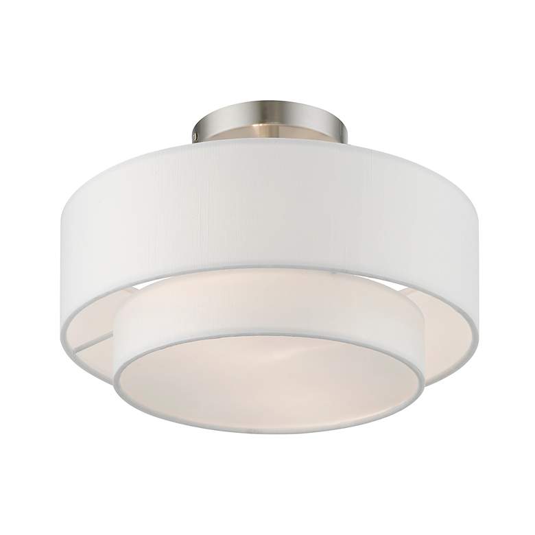 Image 4 Meridian 12" Wide Brushed Nickel 2-Layer Drum Ceiling Light more views
