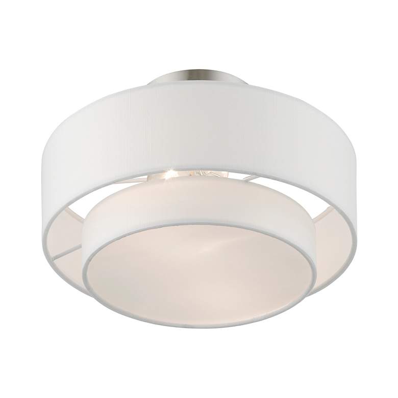 Image 5 Meridian 12" Wide Brushed Nickel 2-Layer Drum Ceiling Light more views
