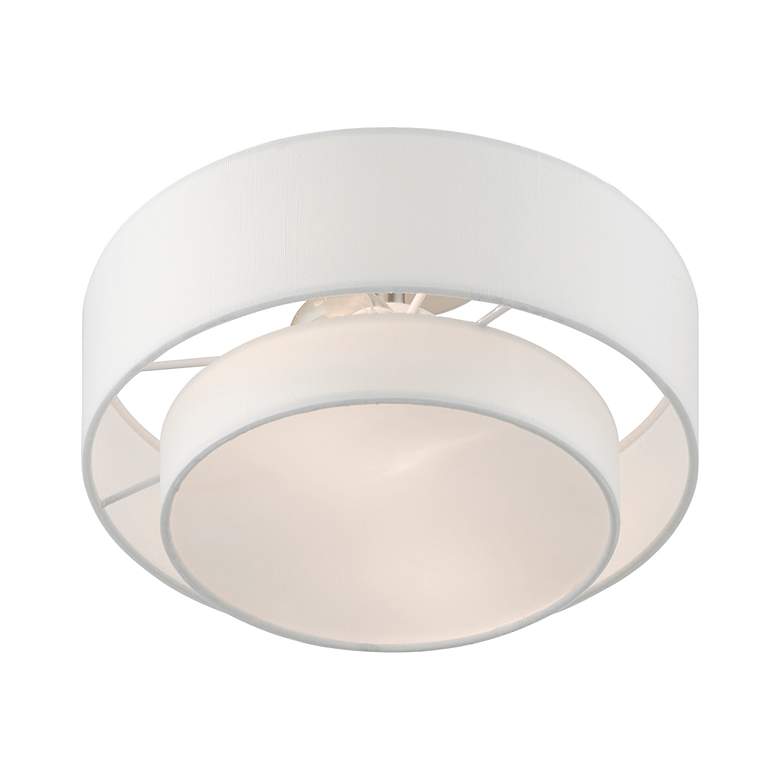 Image 6 Meridian 12" Wide Brushed Nickel 2-Layer Drum Ceiling Light more views