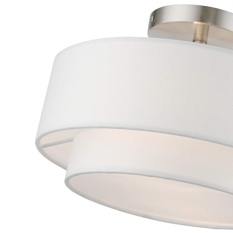 Image 7 Meridian 12" Wide Brushed Nickel 2-Layer Drum Ceiling Light more views