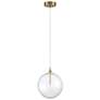 1_Meridian 12"W Natural Brass LED Mini Pendant w/ Clear Glass