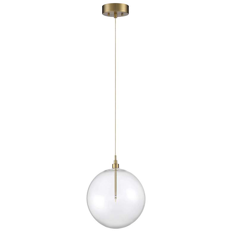 Image 2 Meridian 12"W Natural Brass LED Mini Pendant w/ Clear Glass more views