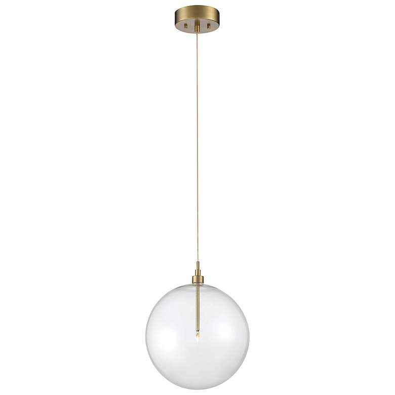 Image 3 Meridian 12"W Natural Brass LED Mini Pendant w/ Clear Glass more views